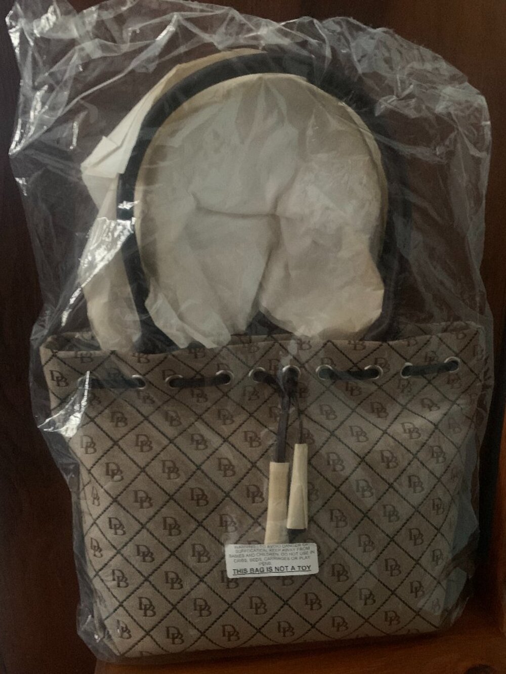 NWT Dooney & Bourke Gretta Monogram Tote Bag Beige Brown
